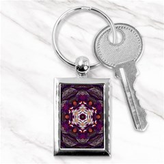 Rosette Kaleidoscope Mosaic Abstract Background Art Key Chain (Rectangle)