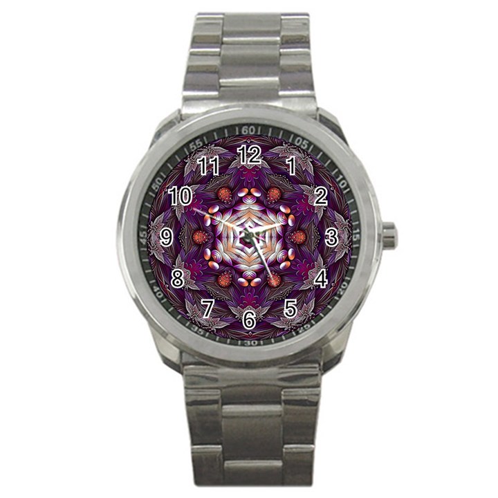 Rosette Kaleidoscope Mosaic Abstract Background Art Sport Metal Watch