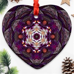 Rosette Kaleidoscope Mosaic Abstract Background Art Heart Ornament (Two Sides)