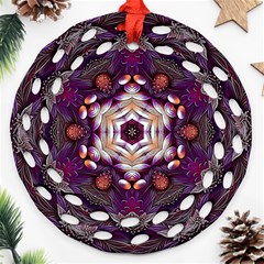 Rosette Kaleidoscope Mosaic Abstract Background Art Ornament (Round Filigree)