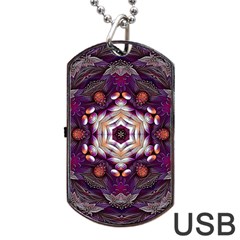 Rosette Kaleidoscope Mosaic Abstract Background Art Dog Tag Usb Flash (two Sides) by Simbadda