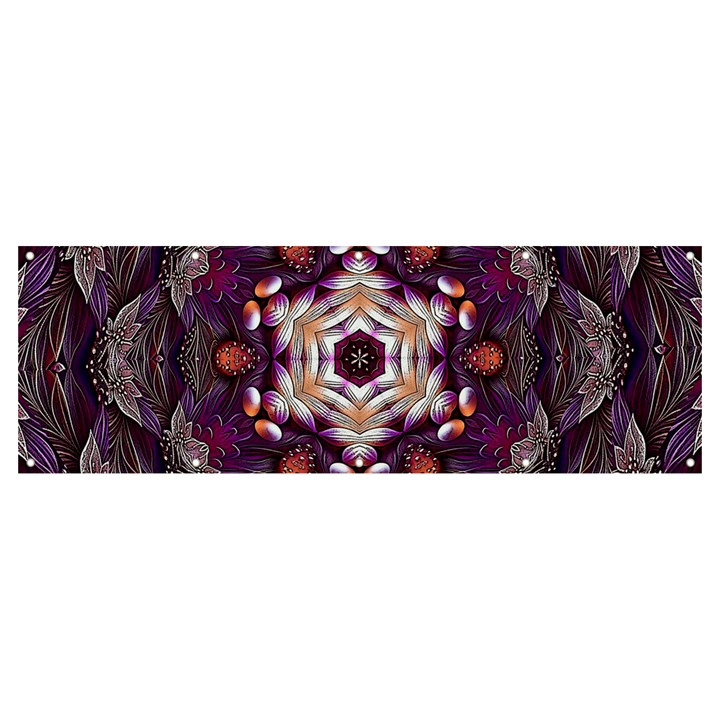 Rosette Kaleidoscope Mosaic Abstract Background Art Banner and Sign 12  x 4 