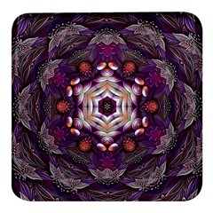 Rosette Kaleidoscope Mosaic Abstract Background Art Square Glass Fridge Magnet (4 pack)