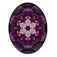 Rosette Kaleidoscope Mosaic Abstract Background Art Oval Glass Fridge Magnet (4 pack)