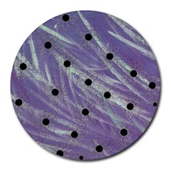 Hand Painted Branches With Collage Wood Bloom In Peace Round Mousepad by pepitasart