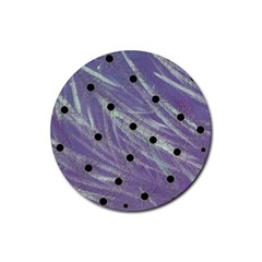 Hand Painted Branches With Collage Wood Bloom In Peace Rubber Coaster (Round)