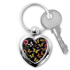 Flowers Butterfly Blooms Flowering Spring Key Chain (heart) by Simbadda