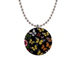 Flowers Butterfly Blooms Flowering Spring 1  Button Necklace Front