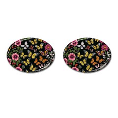 Flowers Butterfly Blooms Flowering Spring Cufflinks (oval) by Simbadda