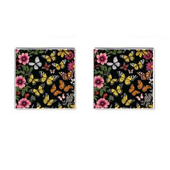 Flowers Butterfly Blooms Flowering Spring Cufflinks (square) by Simbadda