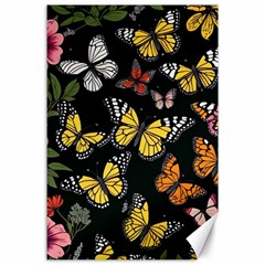 Flowers Butterfly Blooms Flowering Spring Canvas 24  X 36 