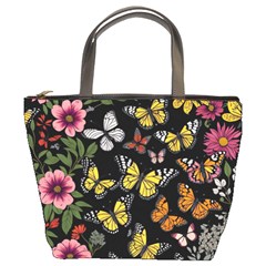 Flowers Butterfly Blooms Flowering Spring Bucket Bag by Simbadda