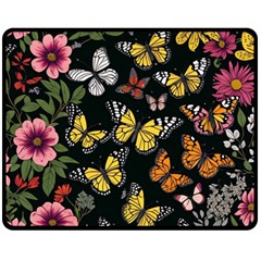 Flowers Butterfly Blooms Flowering Spring Fleece Blanket (medium) by Simbadda