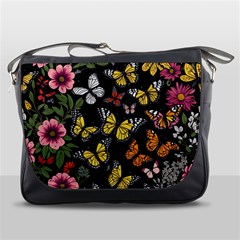 Flowers Butterfly Blooms Flowering Spring Messenger Bag by Simbadda