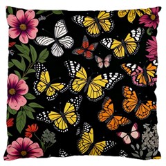 Flowers Butterfly Blooms Flowering Spring Large Cushion Case (one Side) by Simbadda