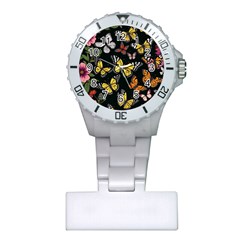 Flowers Butterfly Blooms Flowering Spring Plastic Nurses Watch by Simbadda