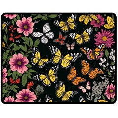 Flowers Butterfly Blooms Flowering Spring Two Sides Fleece Blanket (medium) by Simbadda