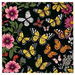 Flowers Butterfly Blooms Flowering Spring Wooden Puzzle Square