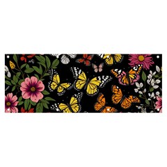 Flowers Butterfly Blooms Flowering Spring Banner And Sign 8  X 3  by Simbadda