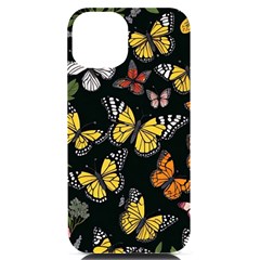 Flowers Butterfly Blooms Flowering Spring Iphone 14 Black Uv Print Case by Simbadda