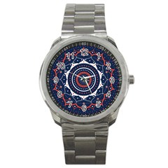 Mandala Orange Navy Sport Metal Watch by Simbadda