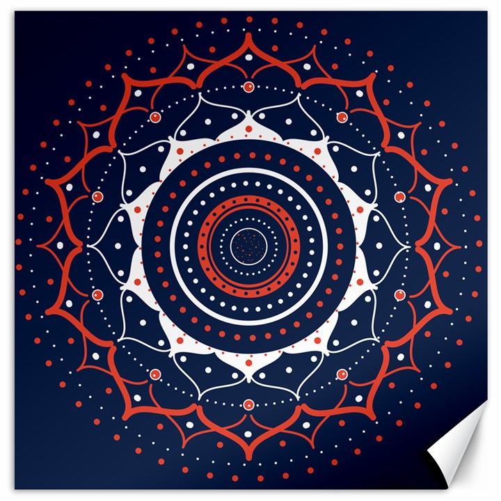 Mandala Orange Navy Canvas 16  x 16 