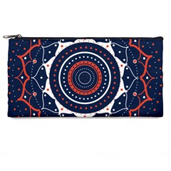 Mandala Orange Navy Pencil Case by Simbadda