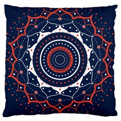 Mandala Orange Navy Large Cushion Case (one Side) by Simbadda