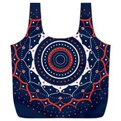 Mandala Orange Navy Full Print Recycle Bag (xl) by Simbadda