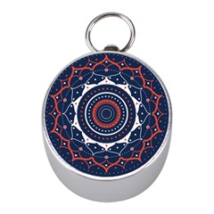 Mandala Orange Navy Mini Silver Compasses by Simbadda