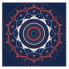 Mandala Orange Navy Square Satin Scarf (36  X 36 ) by Simbadda