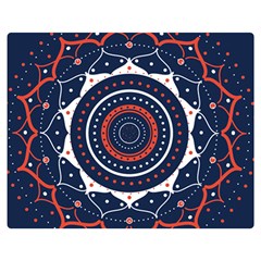 Mandala Orange Navy Premium Plush Fleece Blanket (medium) by Simbadda