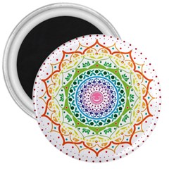 Mandala Pattern Rainbow Pride 3  Magnets by Simbadda