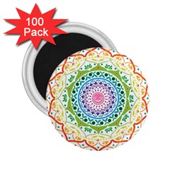 Mandala Pattern Rainbow Pride 2 25  Magnets (100 Pack)  by Simbadda