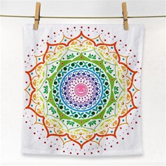 Mandala Pattern Rainbow Pride Face Towel by Simbadda