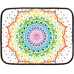 Mandala Pattern Rainbow Pride Fleece Blanket (mini) by Simbadda