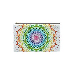 Mandala Pattern Rainbow Pride Cosmetic Bag (small) by Simbadda