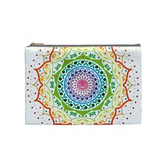 Mandala Pattern Rainbow Pride Cosmetic Bag (medium) by Simbadda