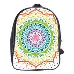 Mandala Pattern Rainbow Pride School Bag (xl) by Simbadda