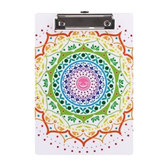 Mandala Pattern Rainbow Pride A5 Acrylic Clipboard by Simbadda