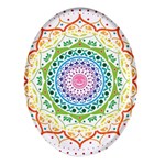 Mandala Pattern Rainbow Pride Oval Glass Fridge Magnet (4 pack) Front