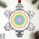 Mandala Pattern Rainbow Pride Metal Small Snowflake Ornament Front