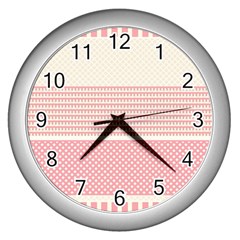 Background Pink Beige Decorative Texture Craft Wall Clock (silver) by Simbadda