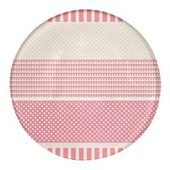 Background Pink Beige Decorative Texture Craft Round Glass Fridge Magnet (4 Pack) by Simbadda