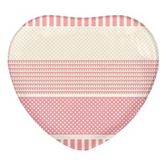 Background Pink Beige Decorative Texture Craft Heart Glass Fridge Magnet (4 Pack) by Simbadda