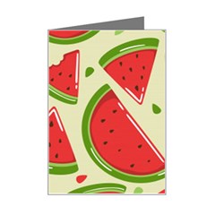 Cute Watermelon Seamless Pattern Mini Greeting Card by Simbadda