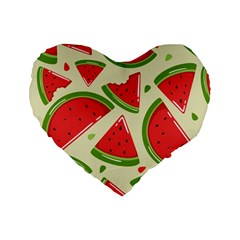 Cute Watermelon Seamless Pattern Standard 16  Premium Heart Shape Cushions by Simbadda