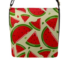 Cute Watermelon Seamless Pattern Flap Closure Messenger Bag (l) by Simbadda