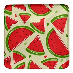 Cute Watermelon Seamless Pattern Square Glass Fridge Magnet (4 Pack)