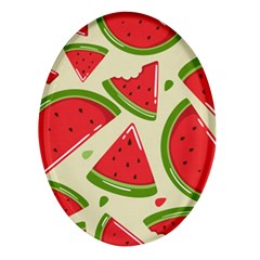 Cute Watermelon Seamless Pattern Oval Glass Fridge Magnet (4 Pack)